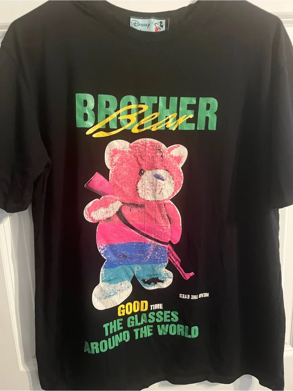 Disney x Gucci Black Graphic Tee with Bear